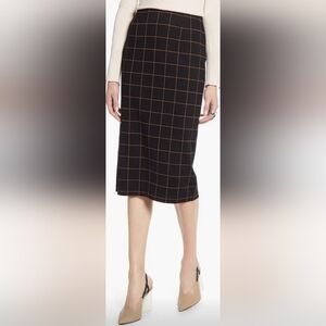 NWT HALOGEN Windowpane Ponte Pencil Skirt, Size S